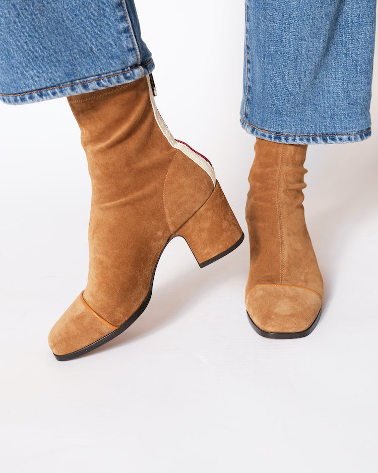 ARIA - Bottines - Suède Stretch Cognac