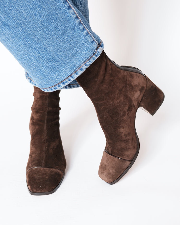 ARIA - Bottines - Suède Stretch Brun
