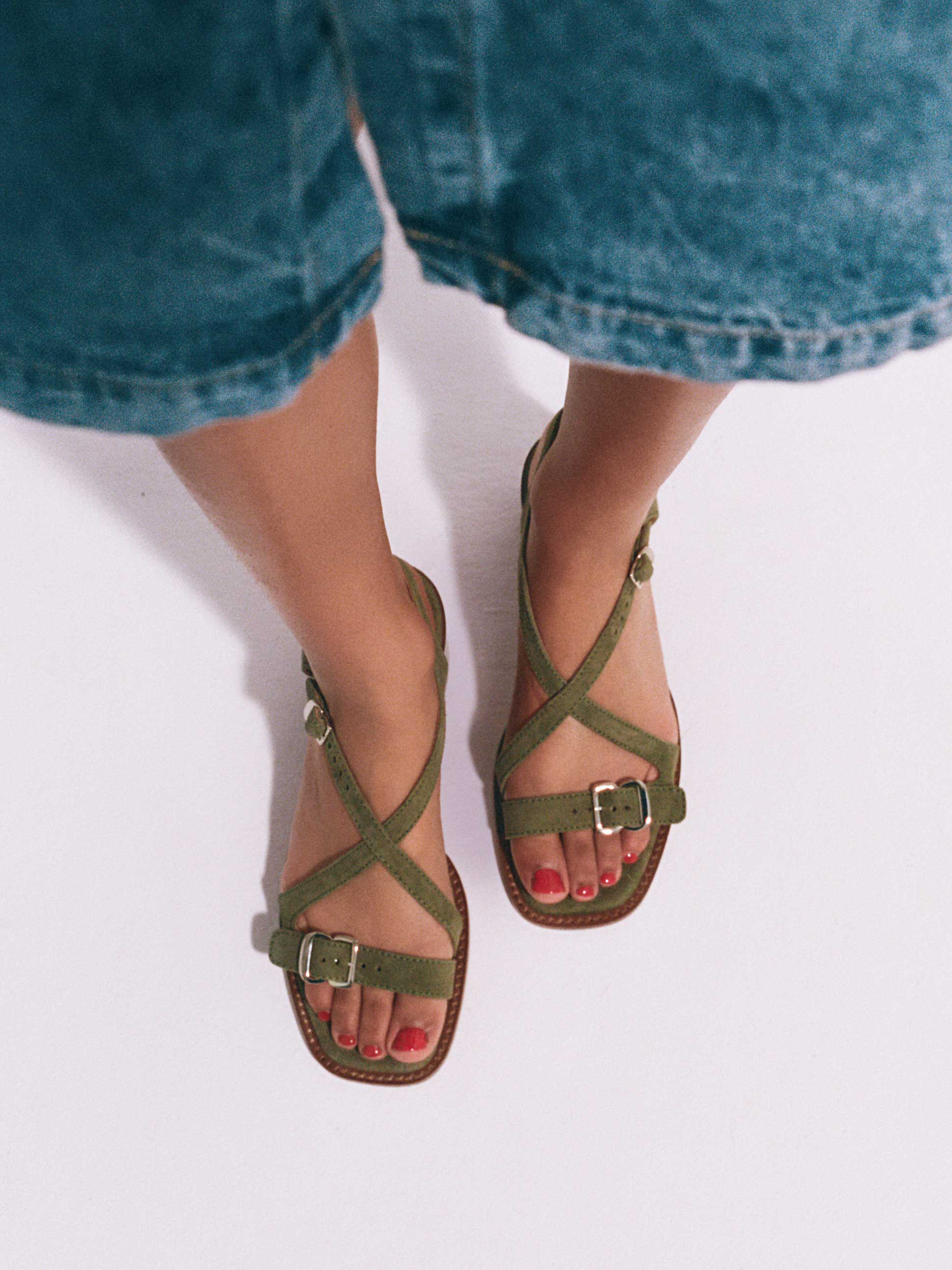 Laura Brown x Nomasei : ROMA - Sandales - Camoscio Kaki Sandales Nomasei