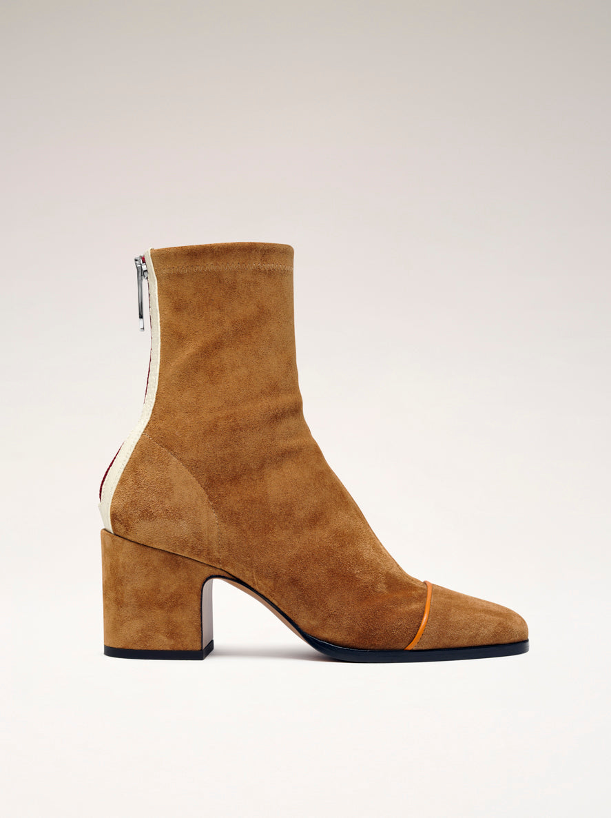 ARIA - Bottines - Suède Stretch Cognac