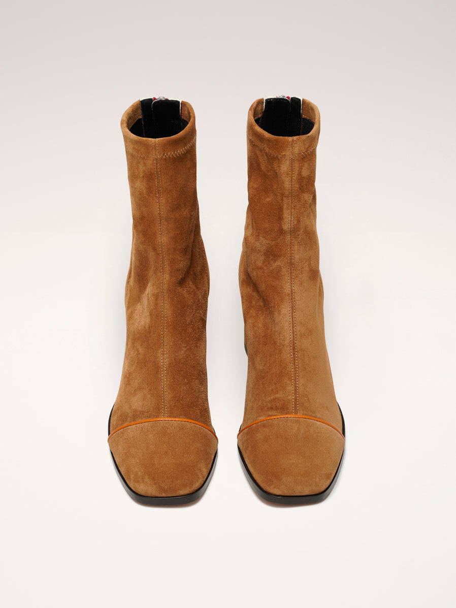 ARIA - Bottines - Suède Stretch Cognac