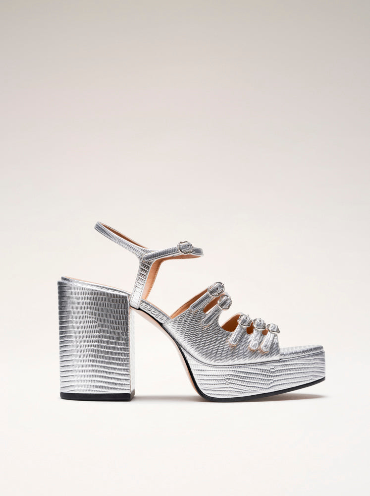 FRENCHKISS- Sandals - Embossed Silver