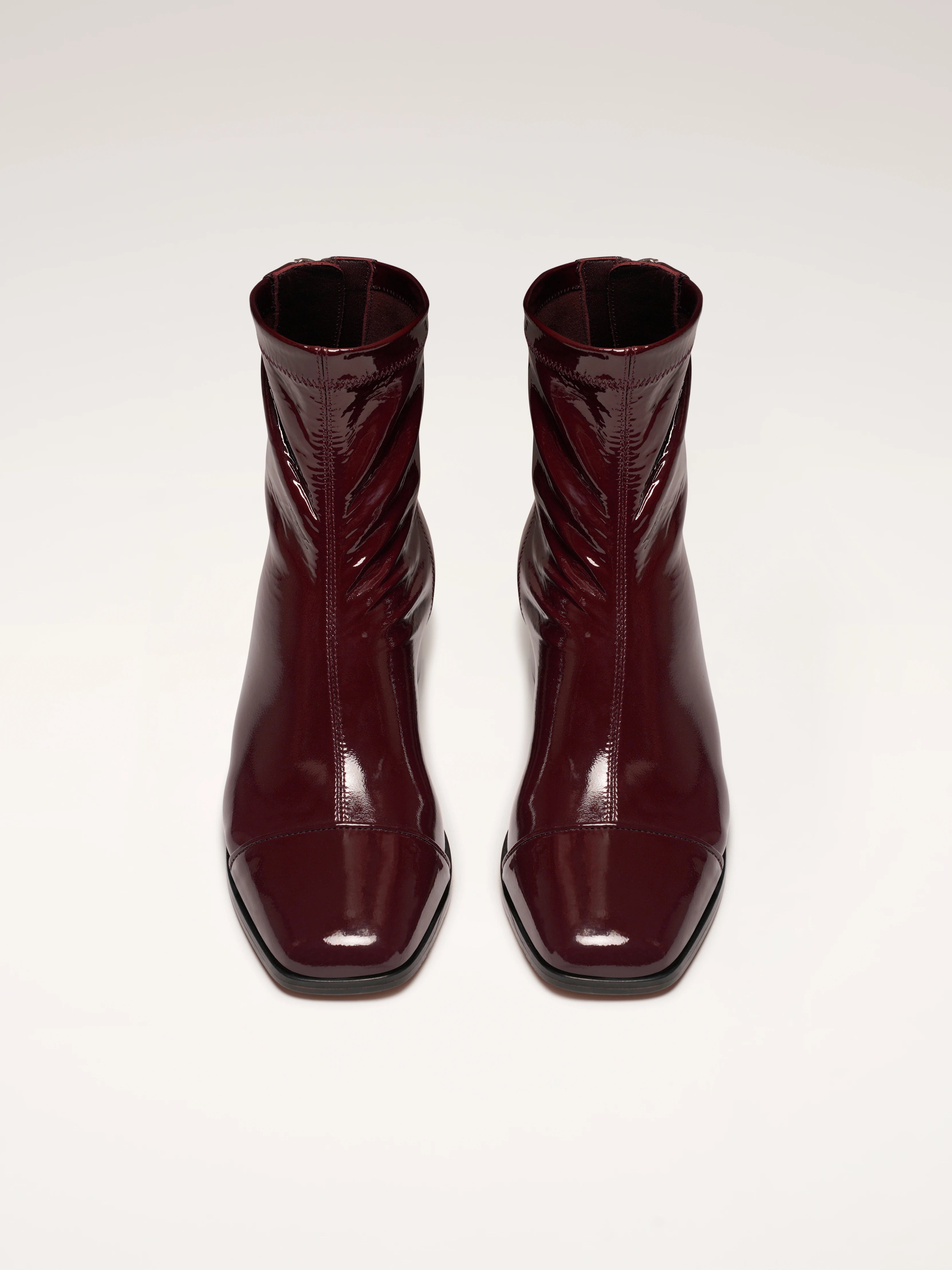 STRADA - Boots - Patent Stretch Bugundy