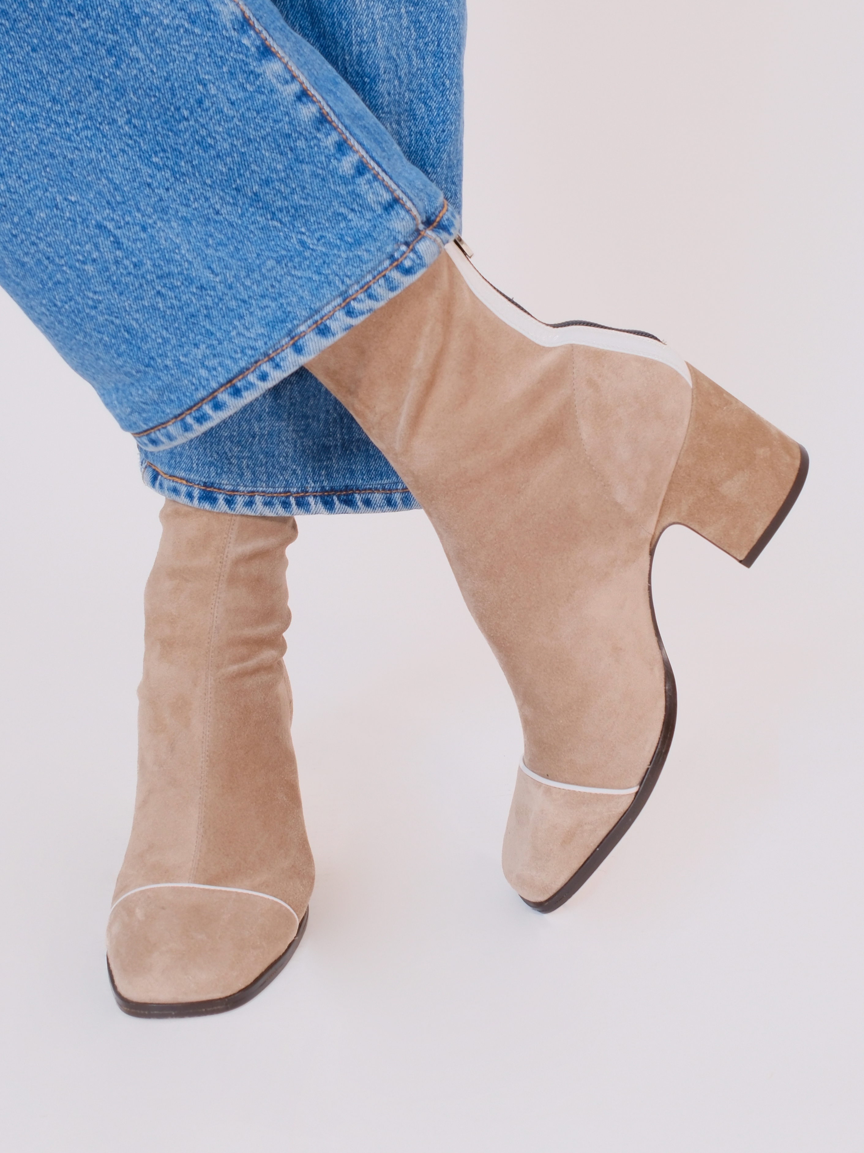 ARIA - Bottines - Suède Stretch Grège