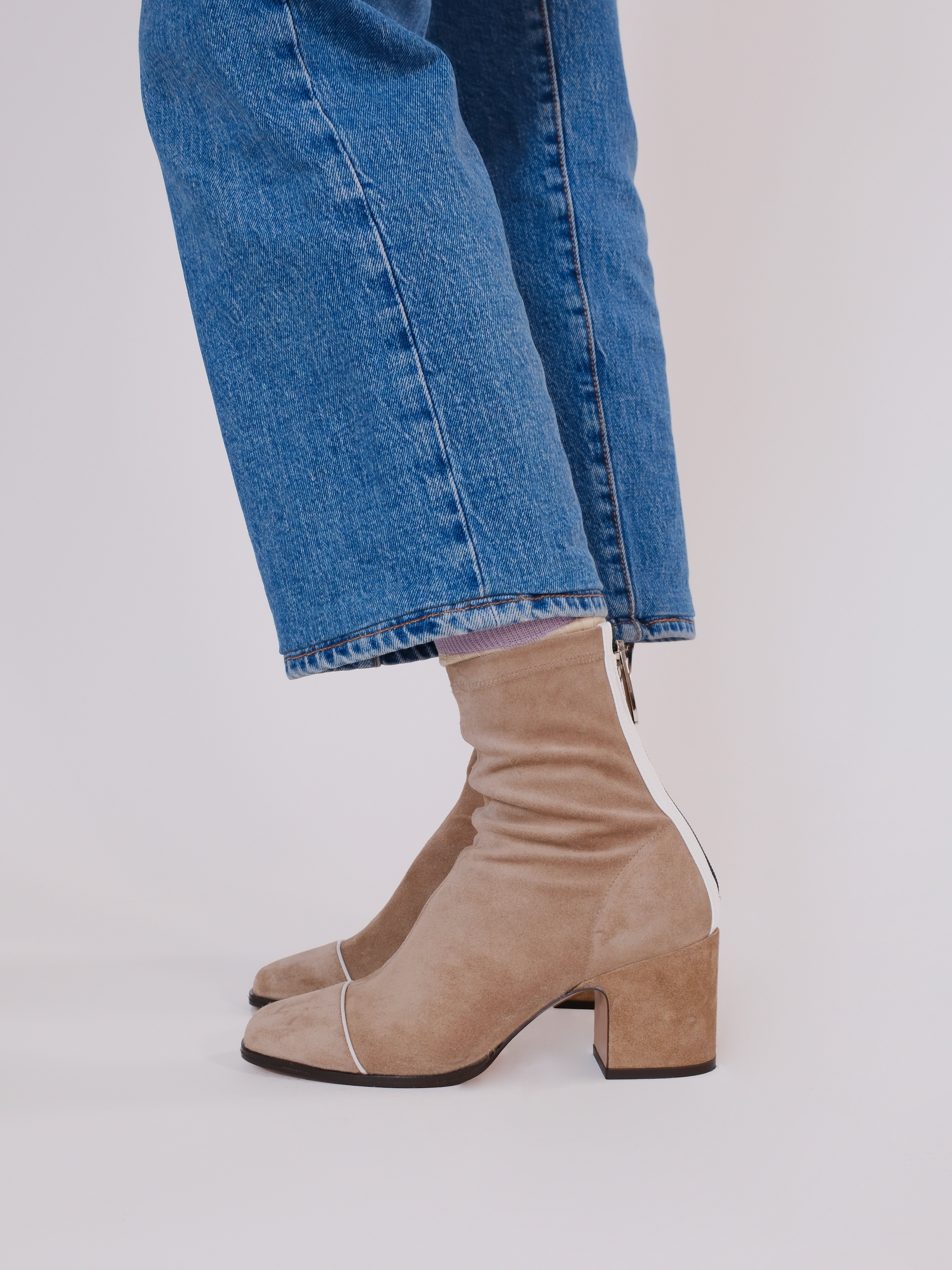 ARIA - Bottines - Suède Stretch Grège