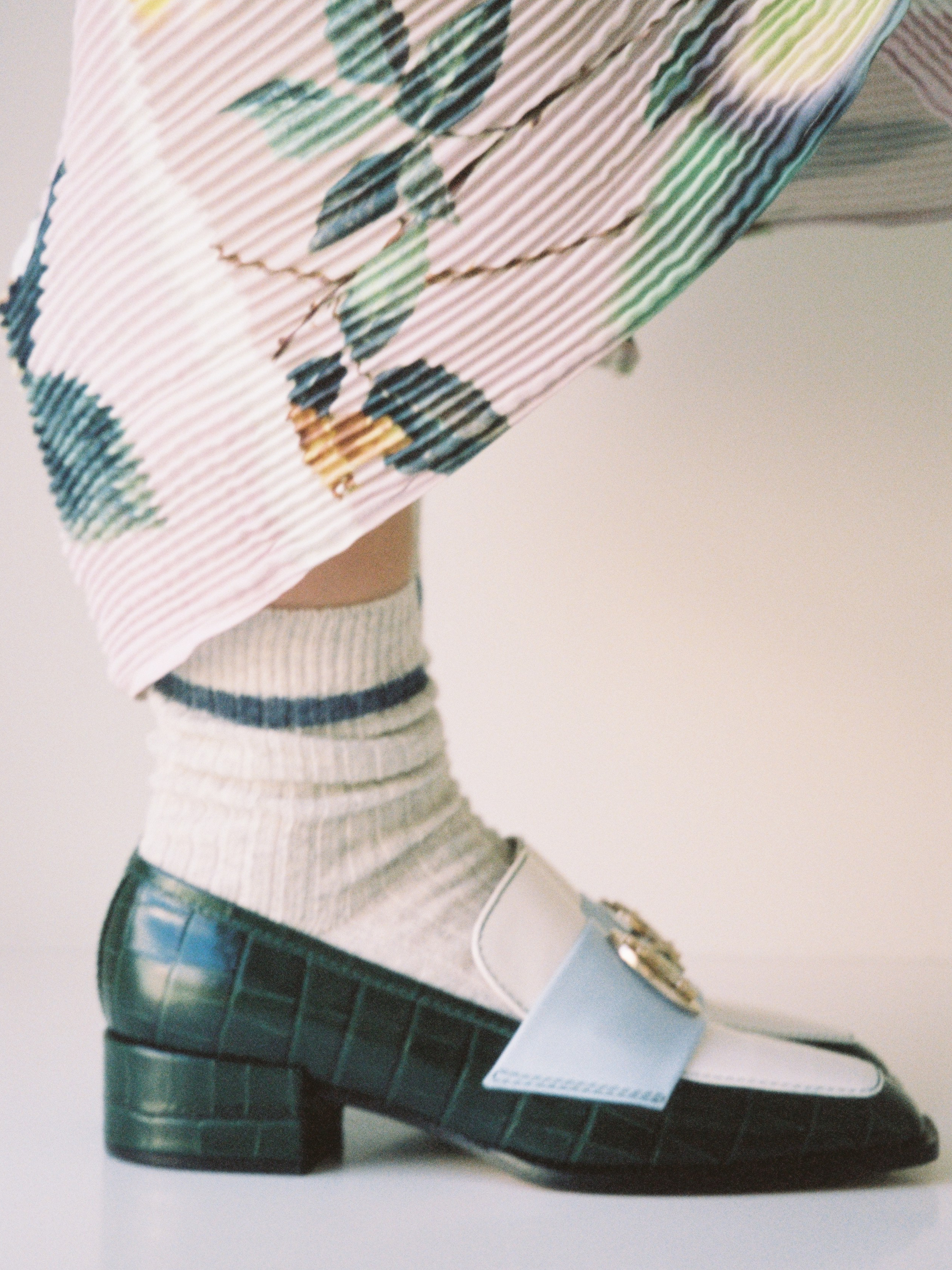 NONO - Loafers - Tricolor Green - Sky Blue