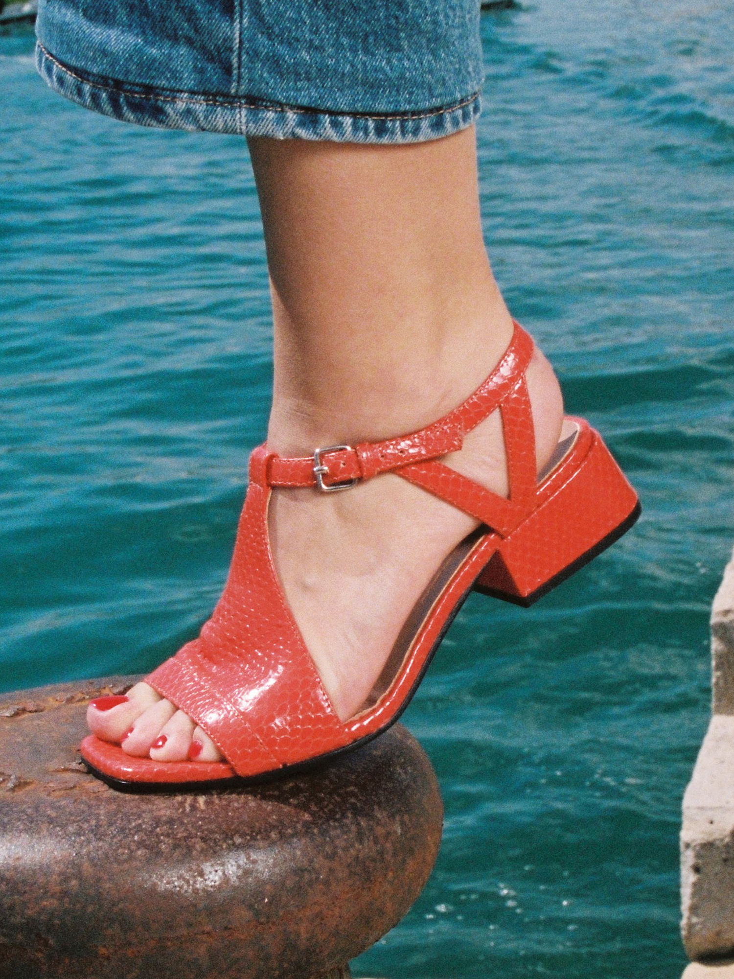 FELICITA - Sandals - Embossed Orange-Red