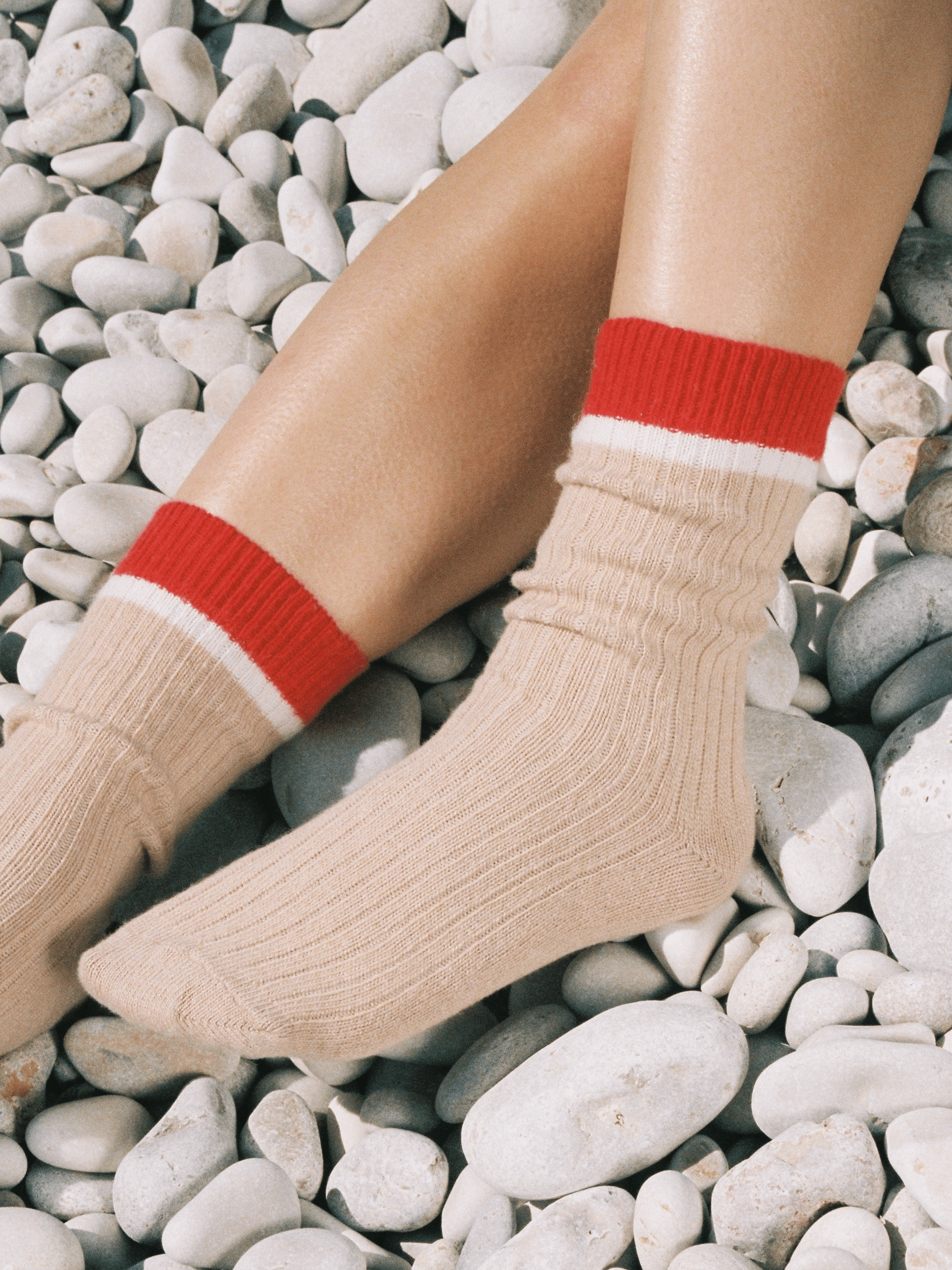 MILANO - Chaussettes - Beige & Rouge Chaussettes Nomasei