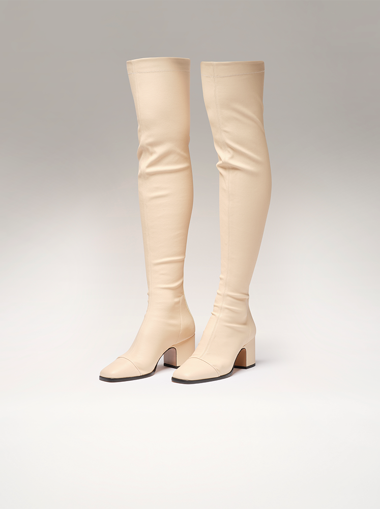 WHISPER Over the knee boots Pompeii White