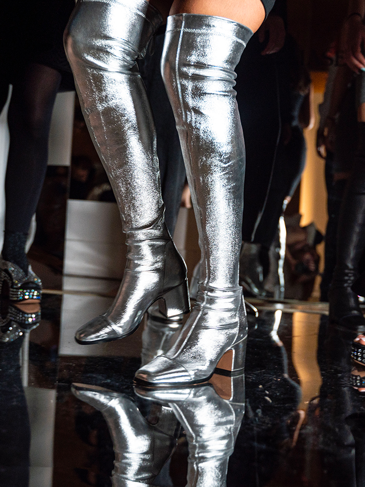 Balenciaga metallic 2025 thigh high boots