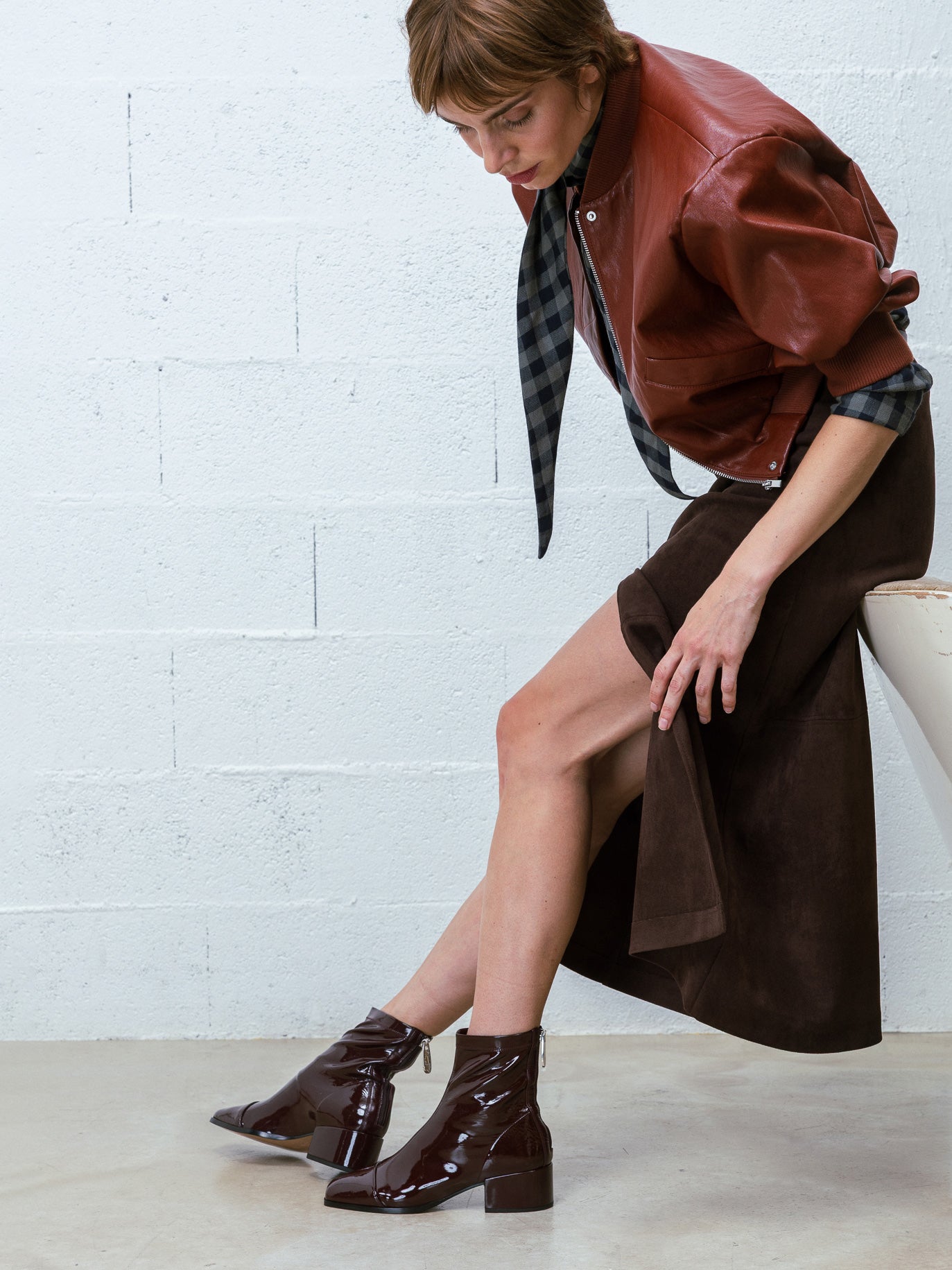 STRADA - Ankle Boots - Patent Burgundy
