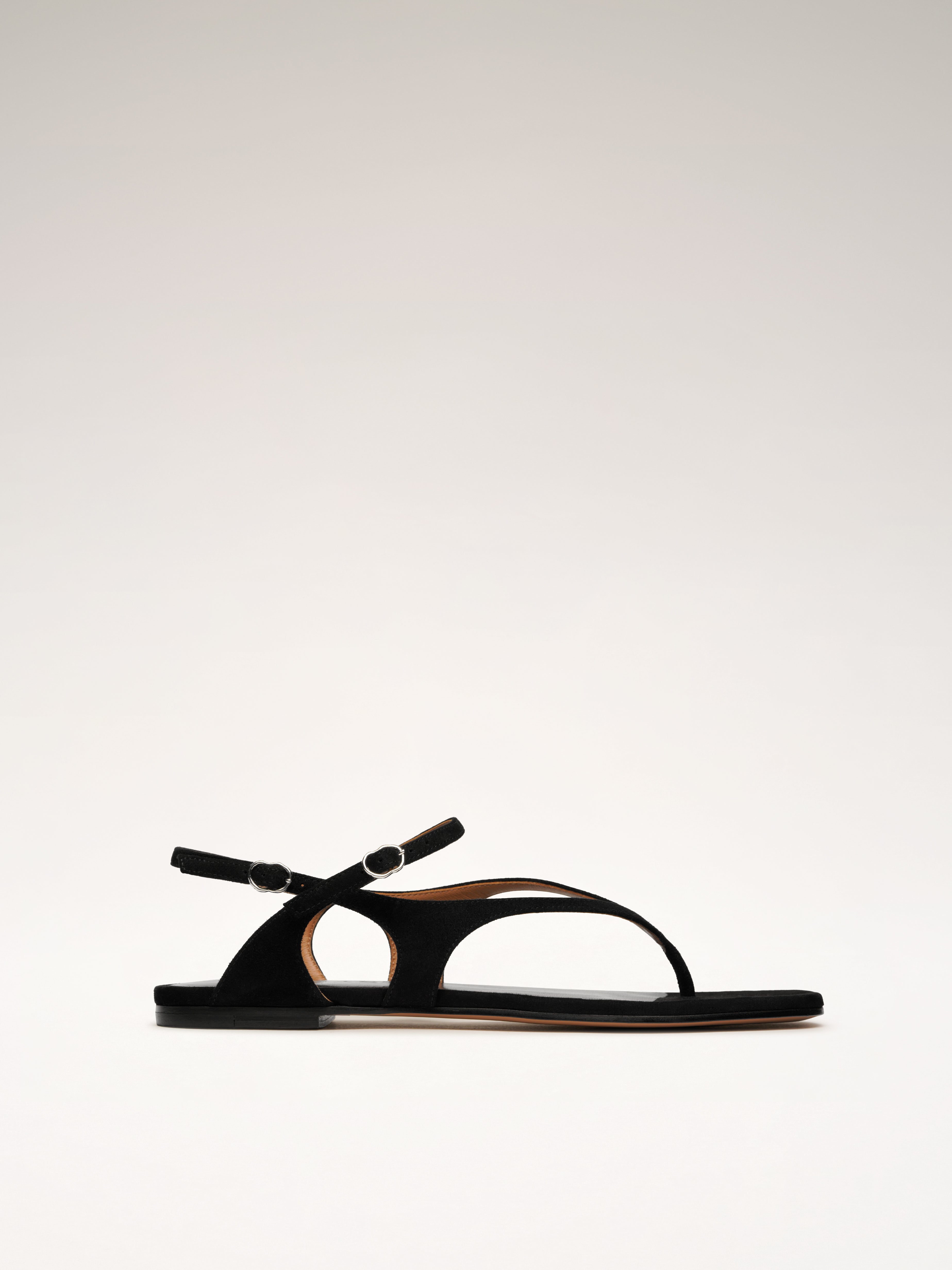 NOTTIBIANCHE - Sandales plates - Camoscio Noir