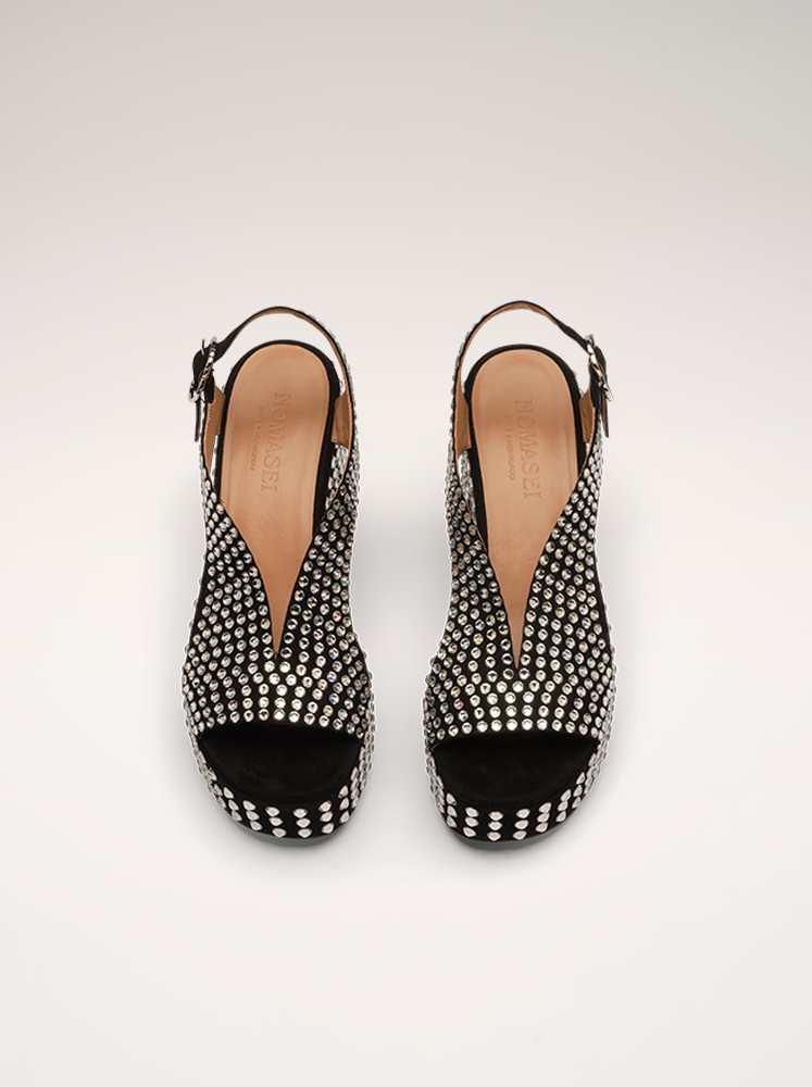 Sandales sales noires strass