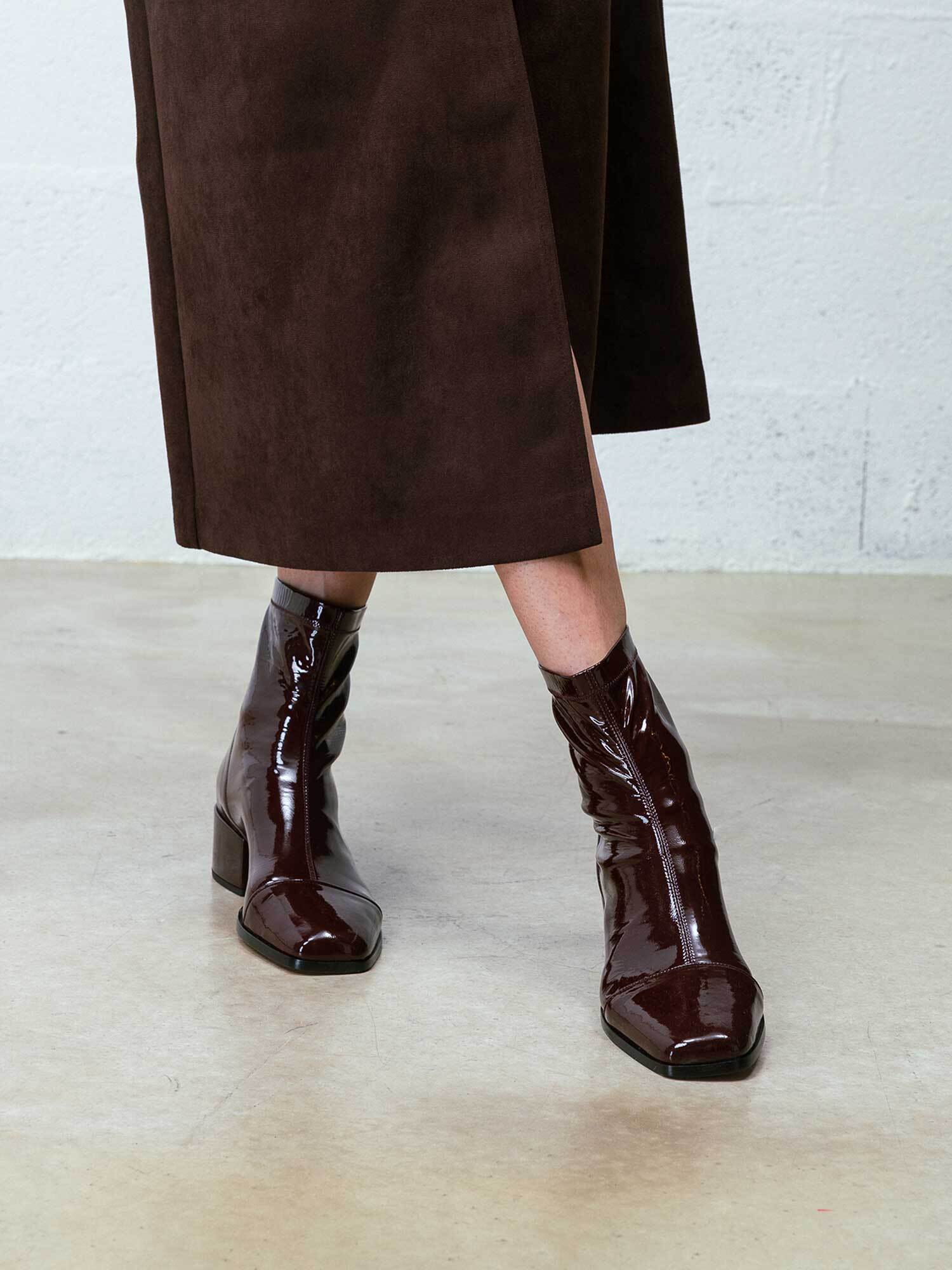 STRADA - Ankle Boots - Patent Burgundy