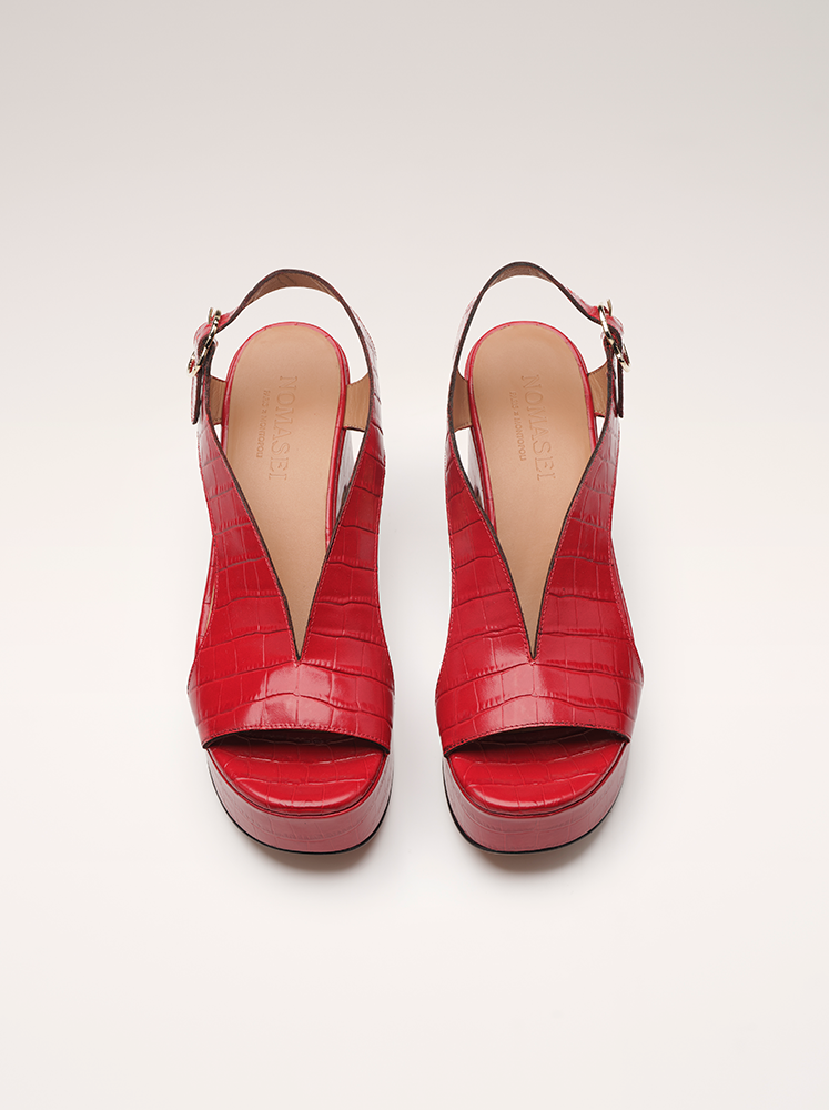 TAXI - Sandals - Embossed Red