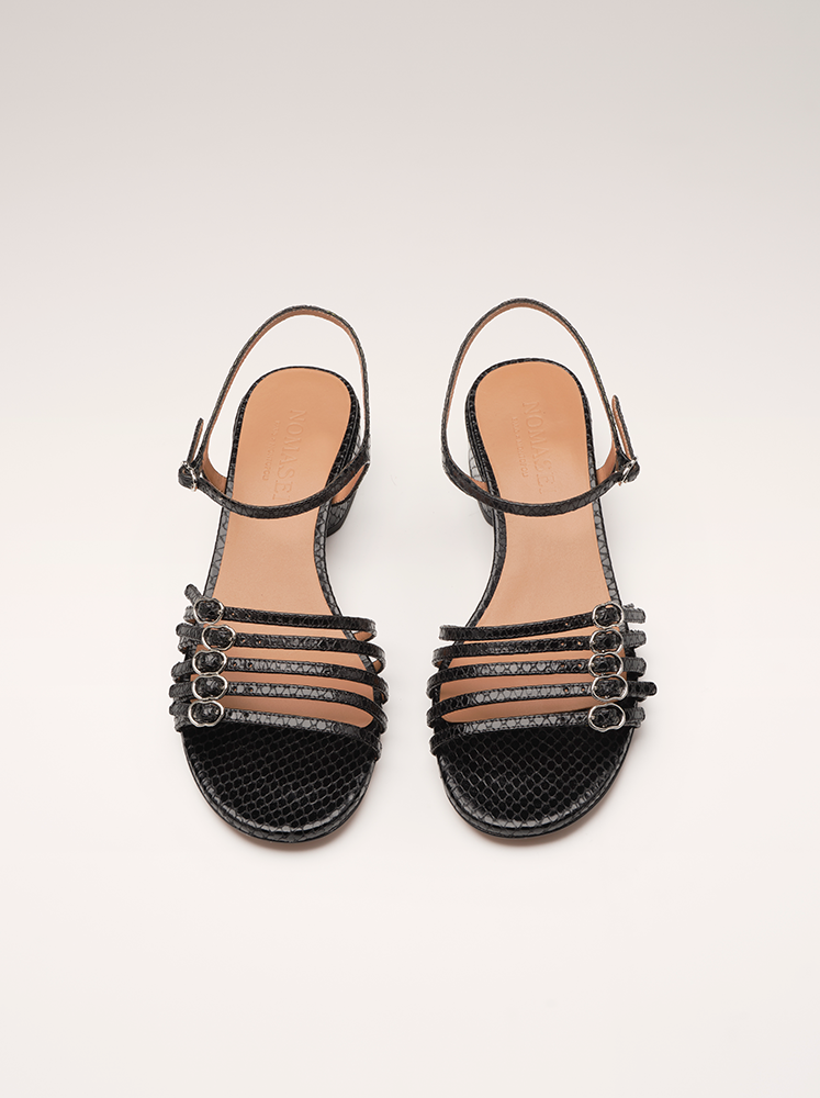 BELLE DE JOUR - Sandals - Embossed Black