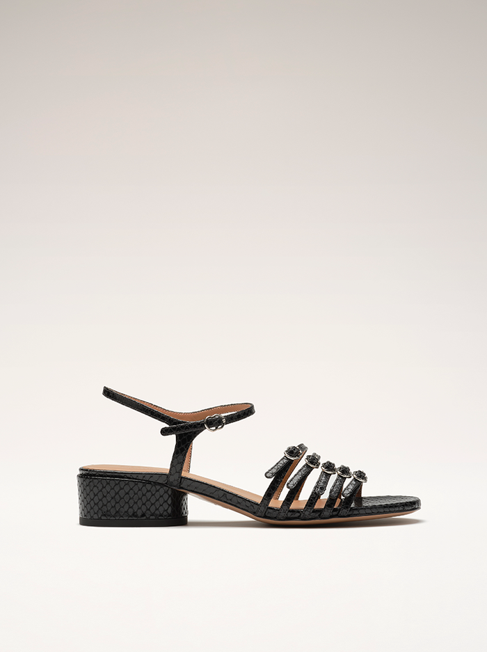 BELLE DE JOUR - Sandals - Embossed Black